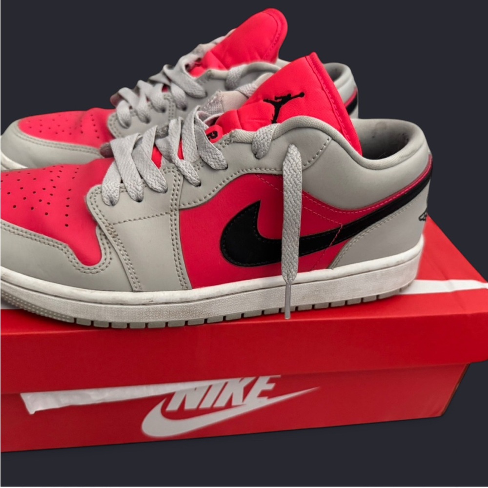 Nike Red and Gray Jordan 1 lows